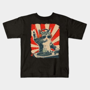 Cool DJ Cat, Funny Cat with Headphones, Stylish Cat Lovers, Unique DJ Cat Kitty Kids T-Shirt